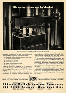1943 Ad Climax Molybdenum Co. Chromium Steel Products - ORIGINAL TCE1