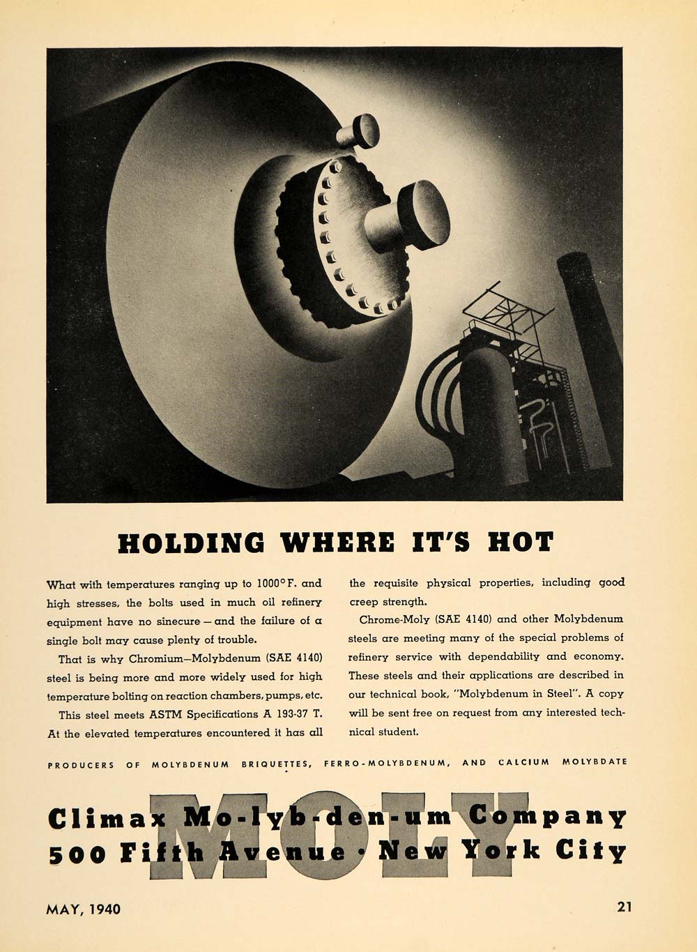 1940 Ad Climax Molybdenum Chrome-Moly Steel Product Briquette Machinery TCE1