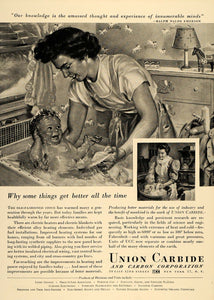 1947 Ad Union Carbide Carbon Mother Child Waldo Emerson - ORIGINAL TCE1