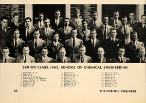 1943 Print Senior Class Cornell Chemical Engineering - ORIGINAL HISTORIC TCE1