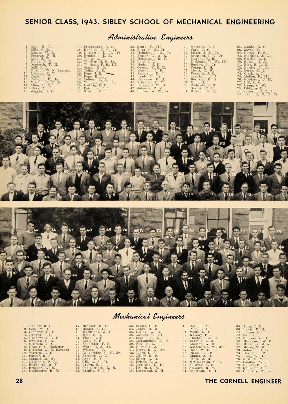 1942 Print Class Mechanical & Administrative Engineers ORIGINAL HISTORIC TCE1