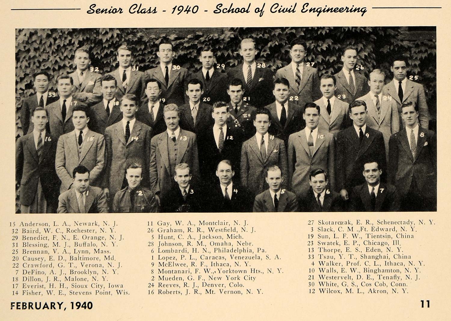 1940 Print Cornell University Senior Civil Engineering ORIGINAL HISTORIC TCE1