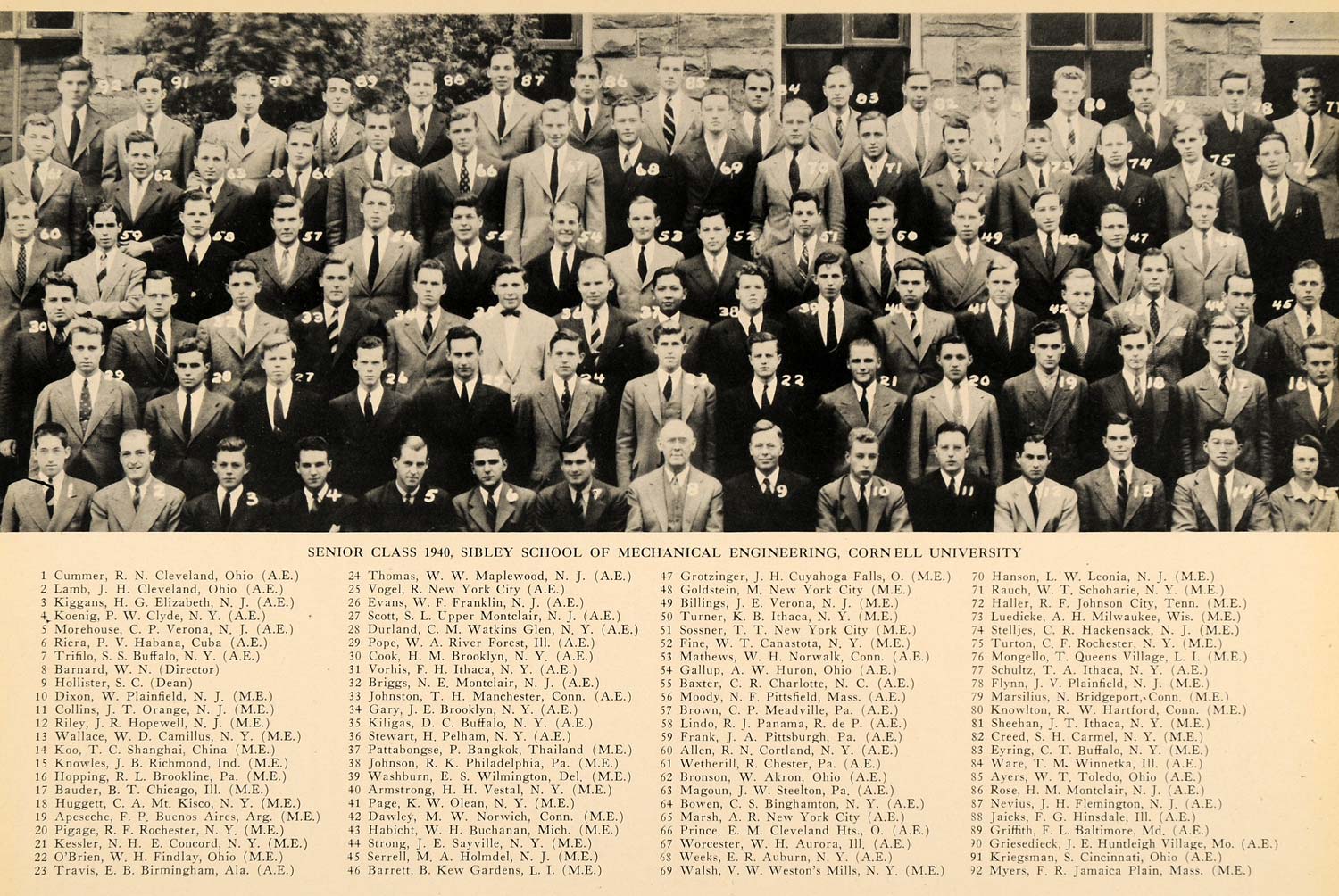 1940 Print Cornell Campus Class Mechanical Engineering ORIGINAL HISTORIC TCE1