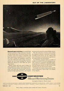 1961 Ad Garrett AiResearch Division Spacecraft Rocket Artist Chesley TCE2