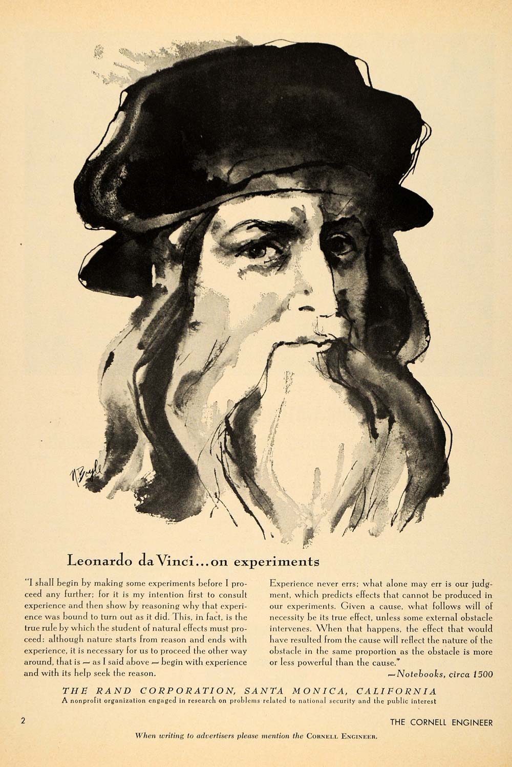 1959 Ad Rand Corp. Leonardo – Paper ADVERTI - Vinci 1500 Historic Notebooks da ORIGINAL LLC Period Art