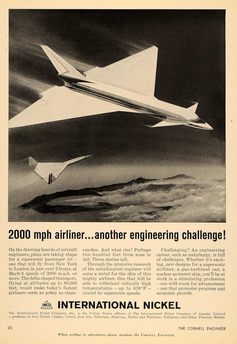 1962 Ad International Nickel Co Inc INCO Aircraft Delta - ORIGINAL TCE ...