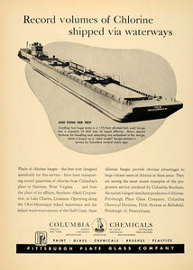 1948 Ad Pittsburgh Glass Chemicals Chlorine Barge Ships - ORIGINAL TCE2