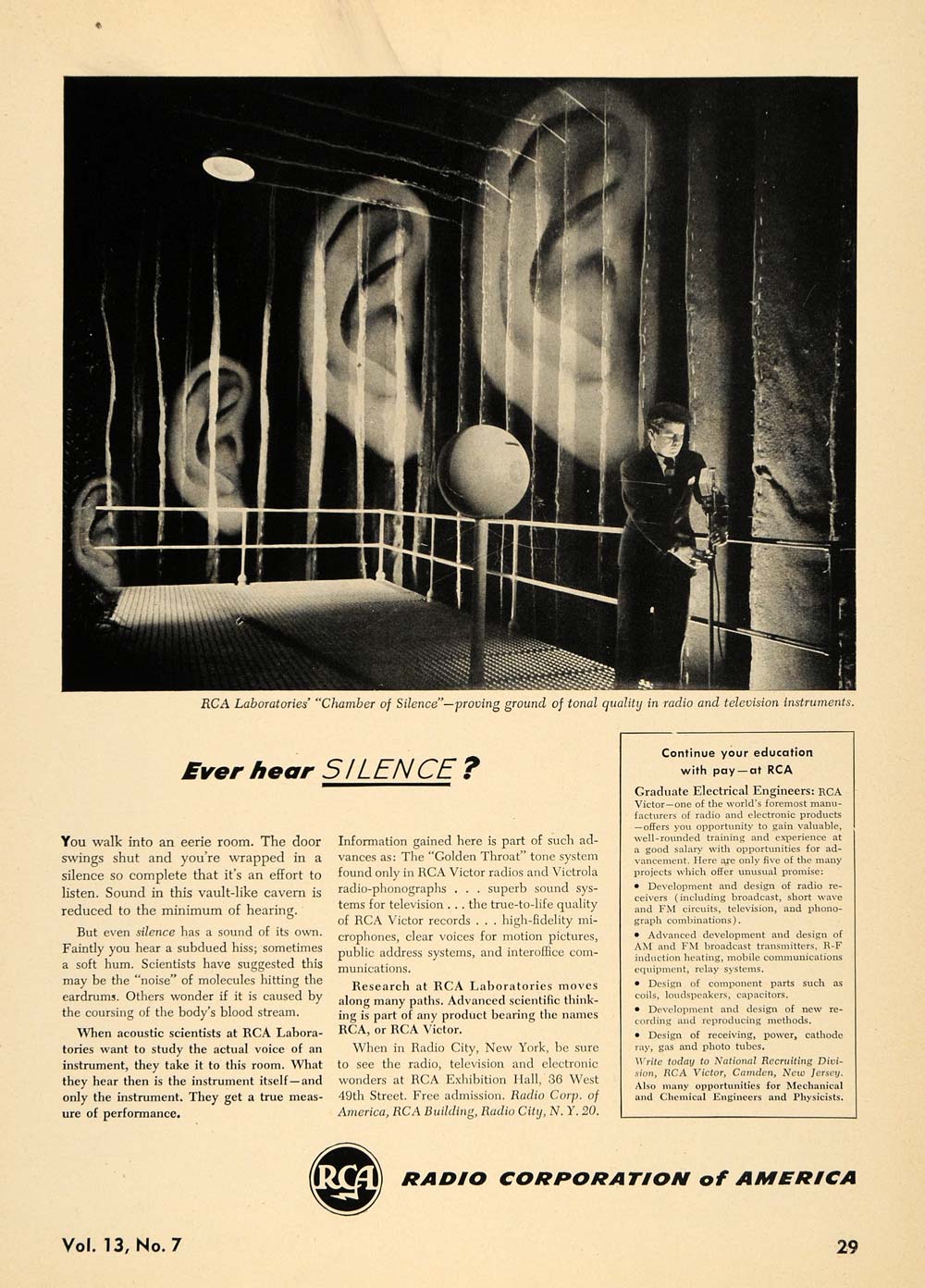 1948 Ad RCA Silent Tone Test Radio Television Recording - ORIGINAL TCE2