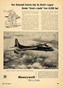 1951 Ad Honeywell Bomber Autopilot B-36 Airplane Engine - ORIGINAL TCE2