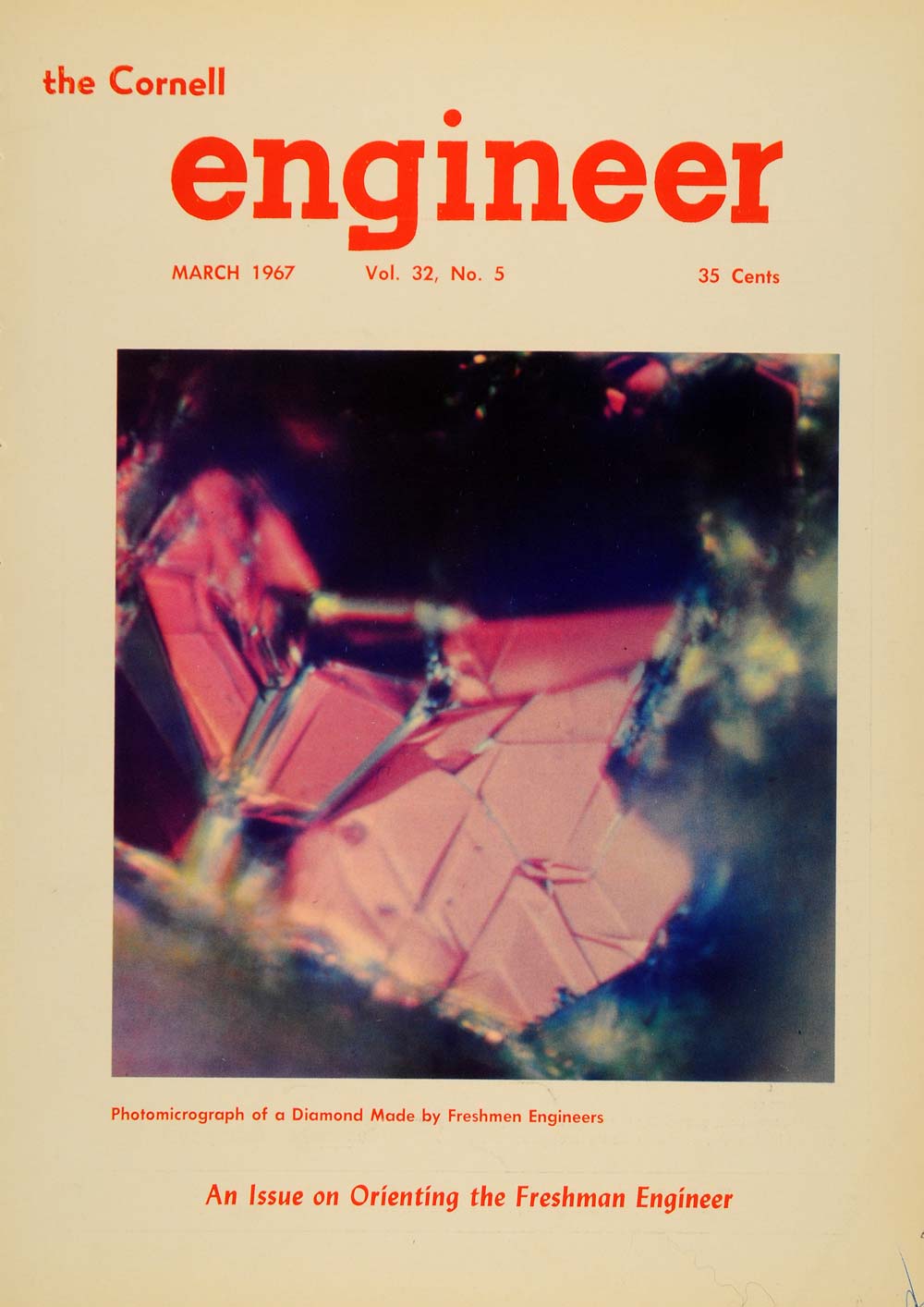 1967 Cover Cornell Engineer Diamond Photomicrograph - ORIGINAL TCE2