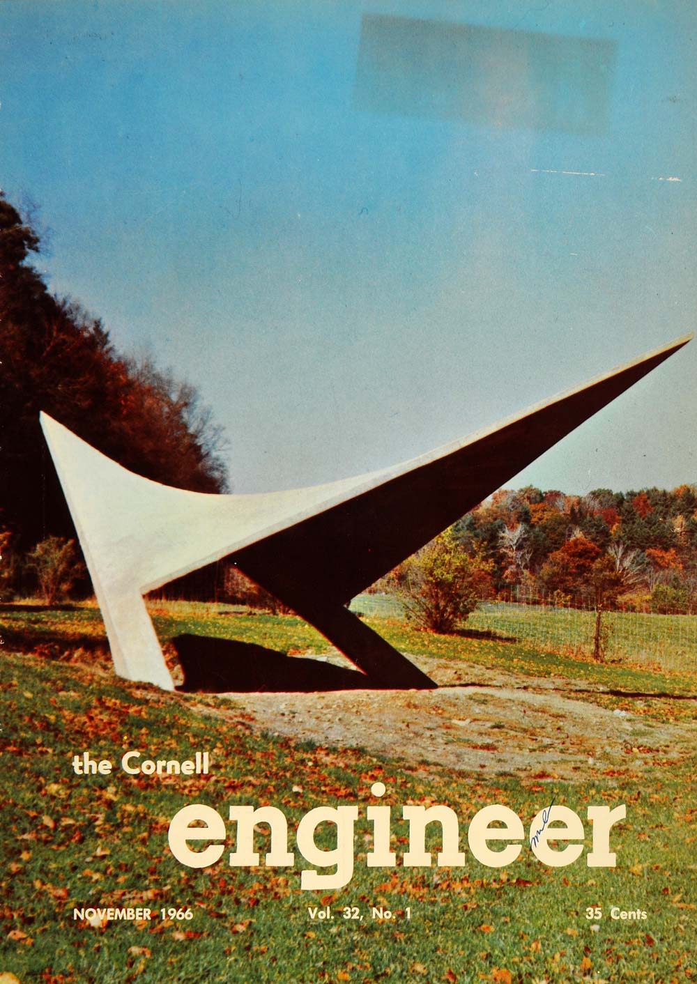 1966 Cover Cornell Engineer Hypar Architecture Satue - ORIGINAL TCE2