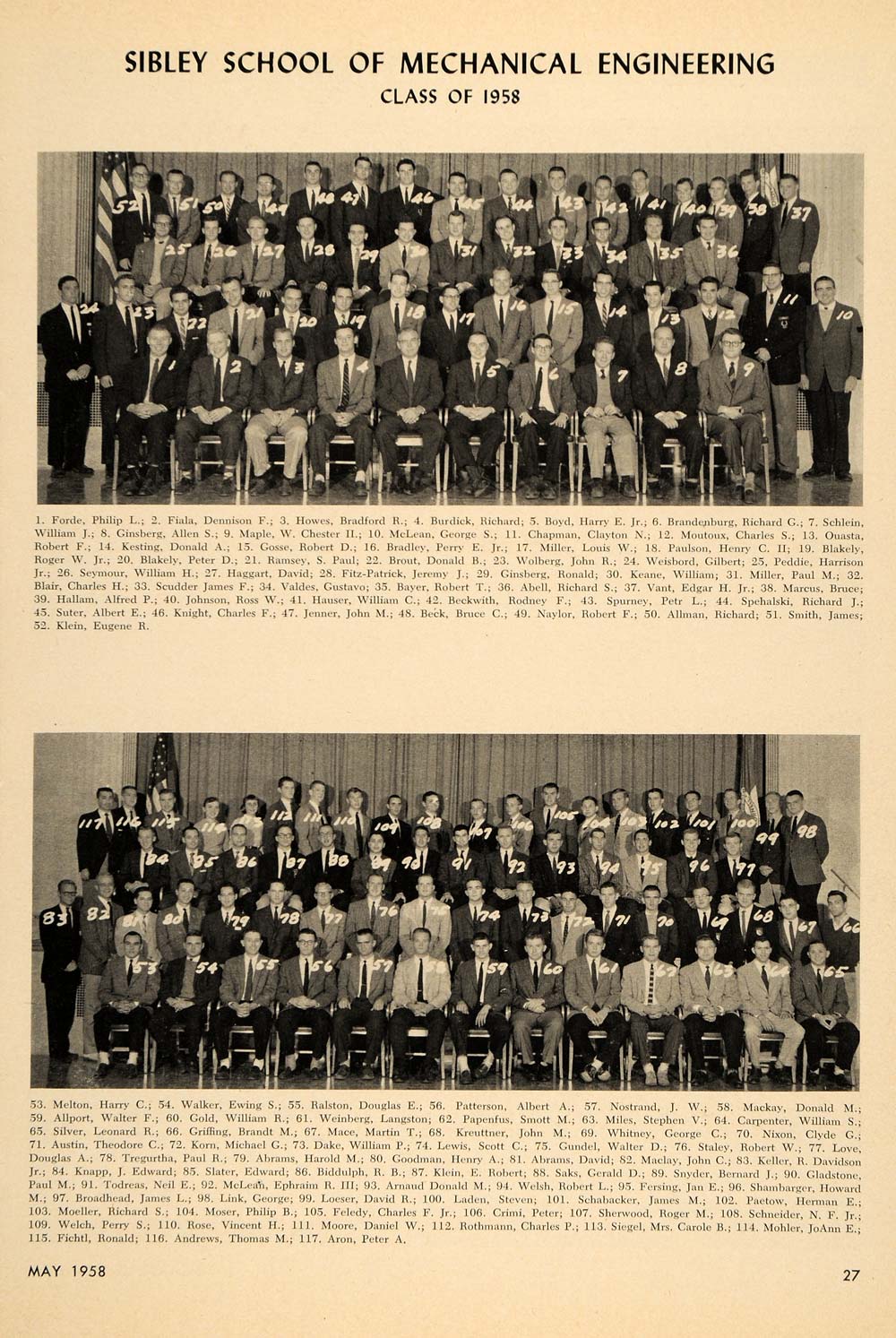 1958 Print Cornell Sibley School Mechanical Engineering ORIGINAL HISTORIC TCE2