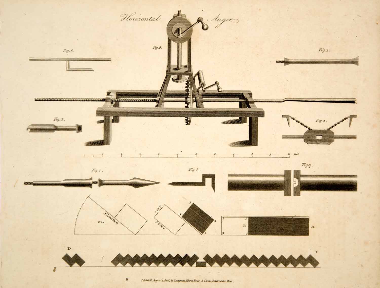 1807 Copper Engraving Horizontal Auger Boring Machine Farm Tool Agriculture TCF1