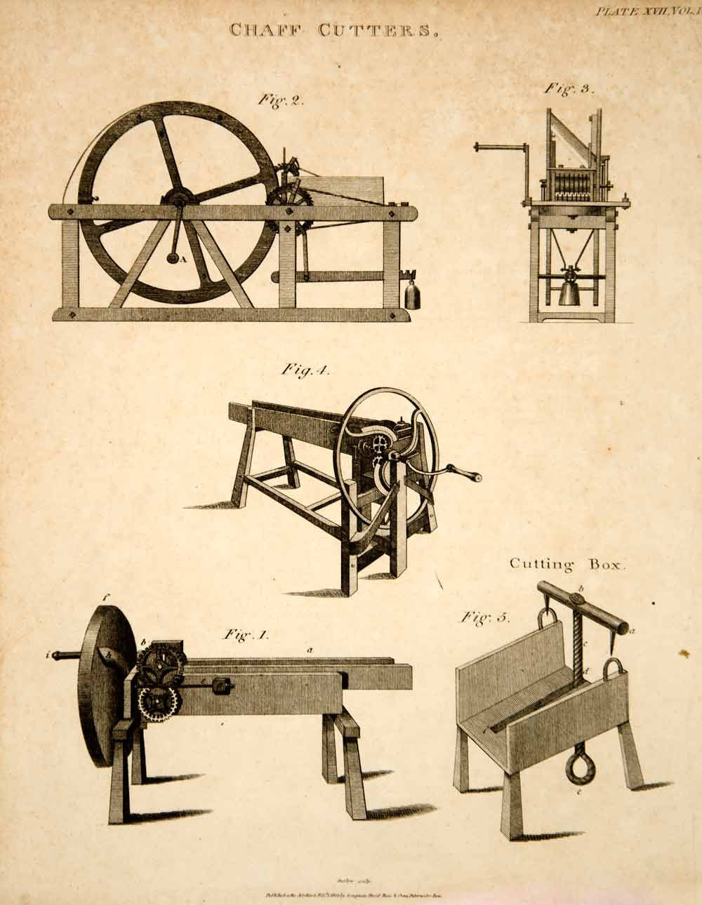1807 Copper Engraving Manual Chaff Cutter Farm Machinery Tool Agriculture TCF1 - Period Paper
