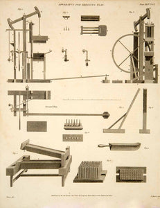 1807 Copper Engraving Flax Brake Heckle Scutcher Farm Machinery Agriculture TCF1