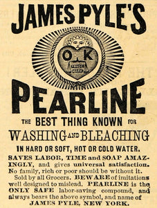 1885 Ad James Pyle's Pearline Washing Bleaching Laundry - ORIGINAL TCM1