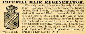 1885 Ad Imperial Gray Hair Regenerator Dye Pricing NY - ORIGINAL TCM1