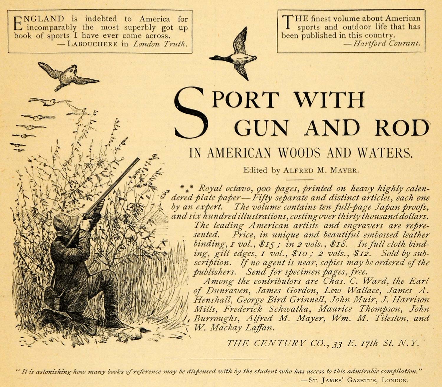 1885 Ad Sport Gun Rod American Woods Water Alfred Mayer - ORIGINAL TCM1