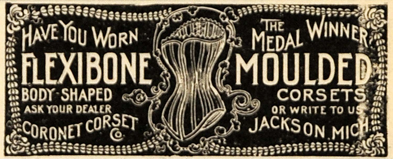1895 Ad Coronet Flexibone Moulded Medal Winner Corsets - ORIGINAL TFO1