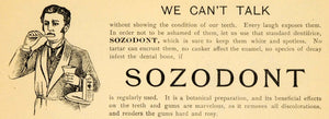 1895 Ad Sozodont Dental Tooth Care Brushing Botanical - ORIGINAL TFO1