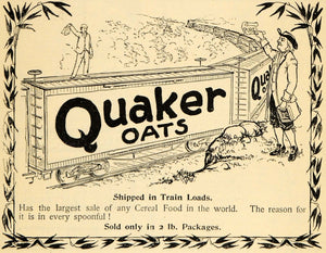 1895 Ad Quaker Oats Cereal Train Shipping Waving Men - ORIGINAL ADVERTISING TFO1