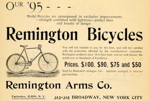 1895 Ad Remington Arms Bicycle Models Ilion New York - ORIGINAL ADVERTISING TFO1