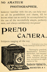 1895 Ad Rochester Optical Premo Cameras Photographer - ORIGINAL ADVERTISING TFO1