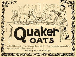 1895 Ad Quaker Oats Cereal Family Meal Time Dine Table - ORIGINAL TFO1