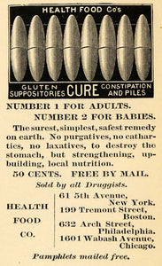 1895 Ad Health Food Gluten Constipation Treatment Pills - ORIGINAL TFO1
