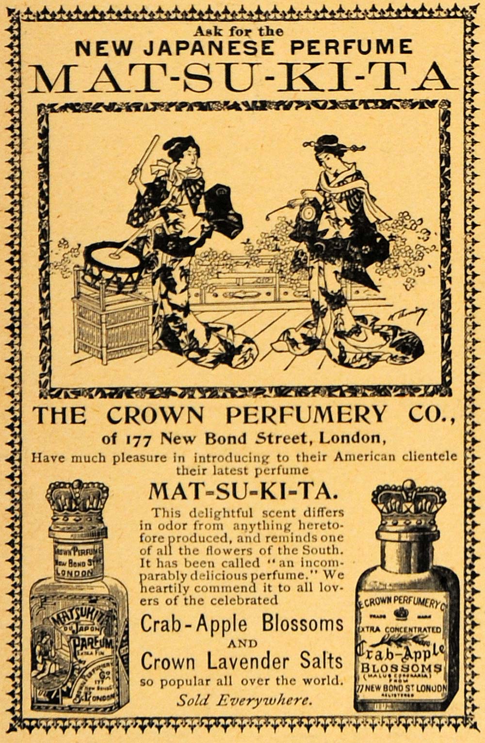 1895 Ad Crown Perfumery Mat-Su-Ki-Ta Japanese Scents - ORIGINAL ADVERTISING TFO1
