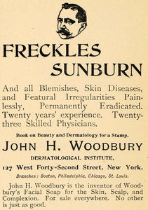 1895 Ad Freckle Sunburn Blemishes Disease John Woodbury - ORIGINAL TFO1