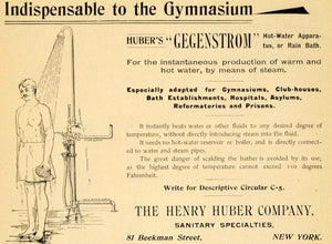 1895 Ad Henry Huber Company Gegenstrom Hot Water Shower - ORIGINAL TFO1