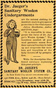 1895 Ad Dr Jaegers Sanitary Woolen System Co. Clothing - ORIGINAL TFO1