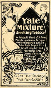 1895 Ad Yale Mixture Smoking American Tobacco Marburg Brothers St. James TFO1