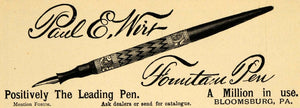 1895 Ad Paul E Wirt Fountain Pen Writing Utensil Ink - ORIGINAL ADVERTISING TFO1