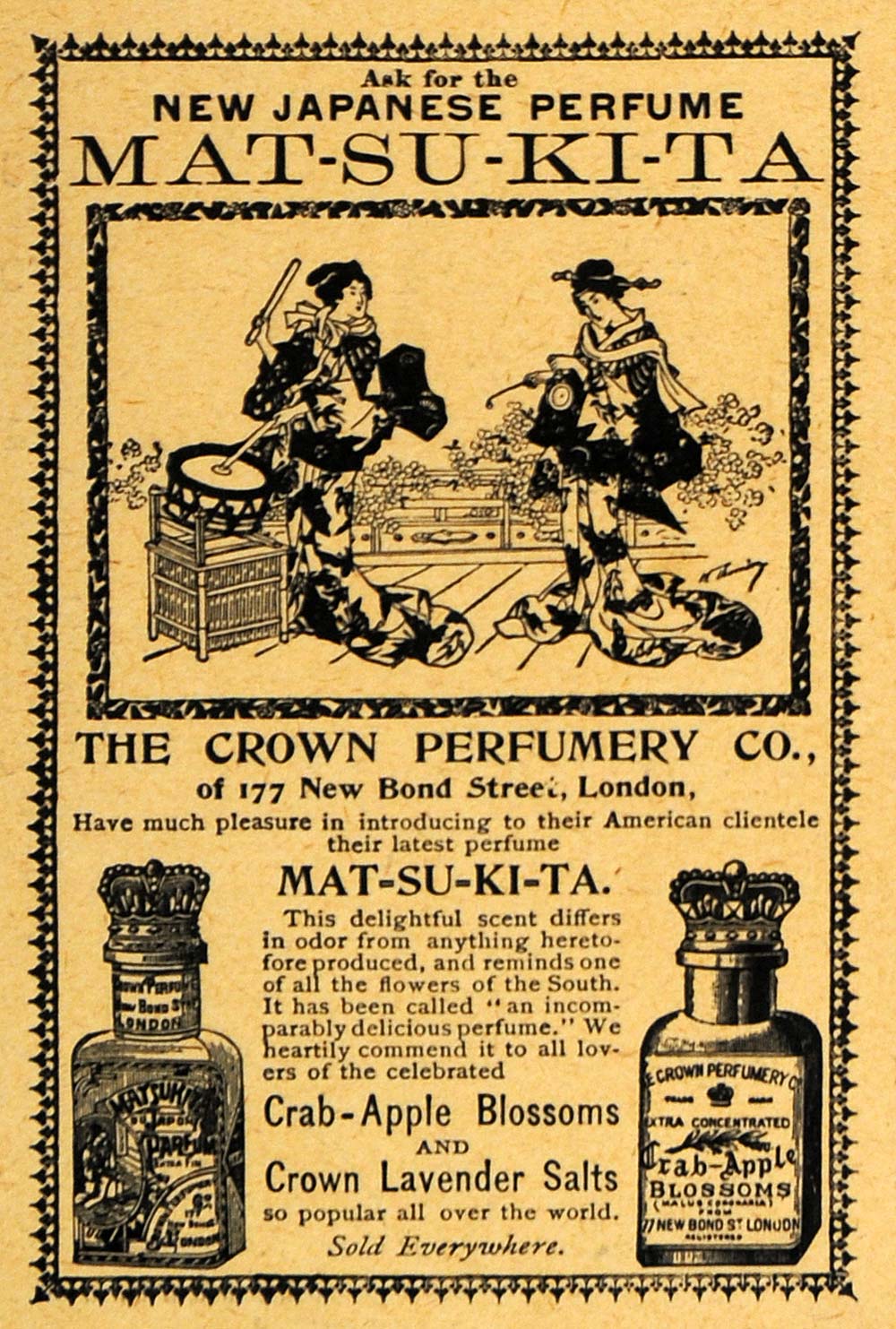 1895 Ad Japanese Perfume Mat-Su-Ki-Ta Crown Perfumery - ORIGINAL TFO1