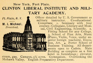 1895 Ad Clinton Liberal Institute Military Academy Prep - ORIGINAL TFO1