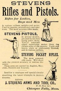 1891 Ad Stevens Pocket Rifles Pistols Shooting Hunting - ORIGINAL TFO1