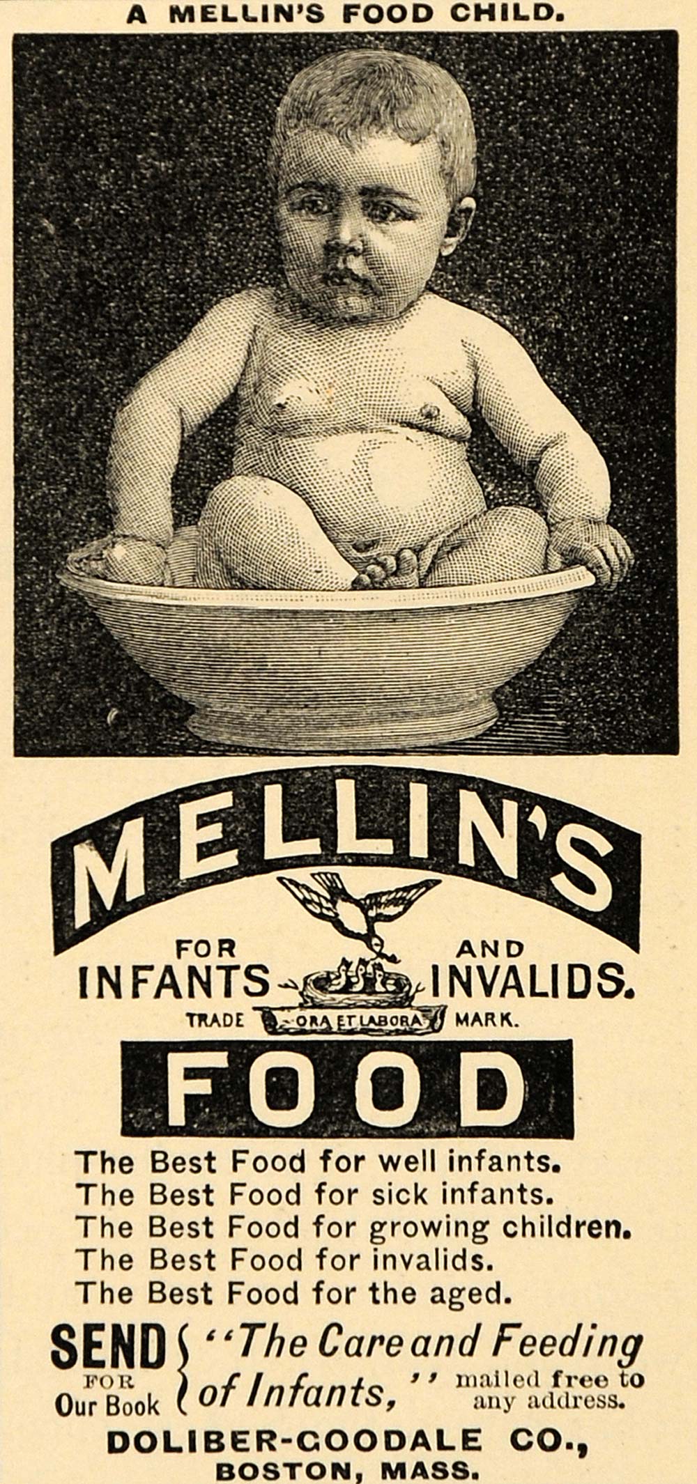 1891 Ad Mellin's Baby & Invalid Food Doliber-Coodale - ORIGINAL ADVERTISING TFO1