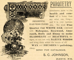 1891 Ad S C Johnson Parquetry Hardwood Flooring Racine - ORIGINAL TFO1