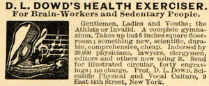 1891 Ad Complete 6" Gymnasium D. L. Dowd Exerciser - ORIGINAL ADVERTISING TFO1
