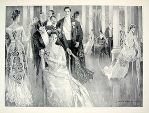 1908 Print Howard Chandler Christy Cotillion Dance Edwardian Fashion Dress TFP1