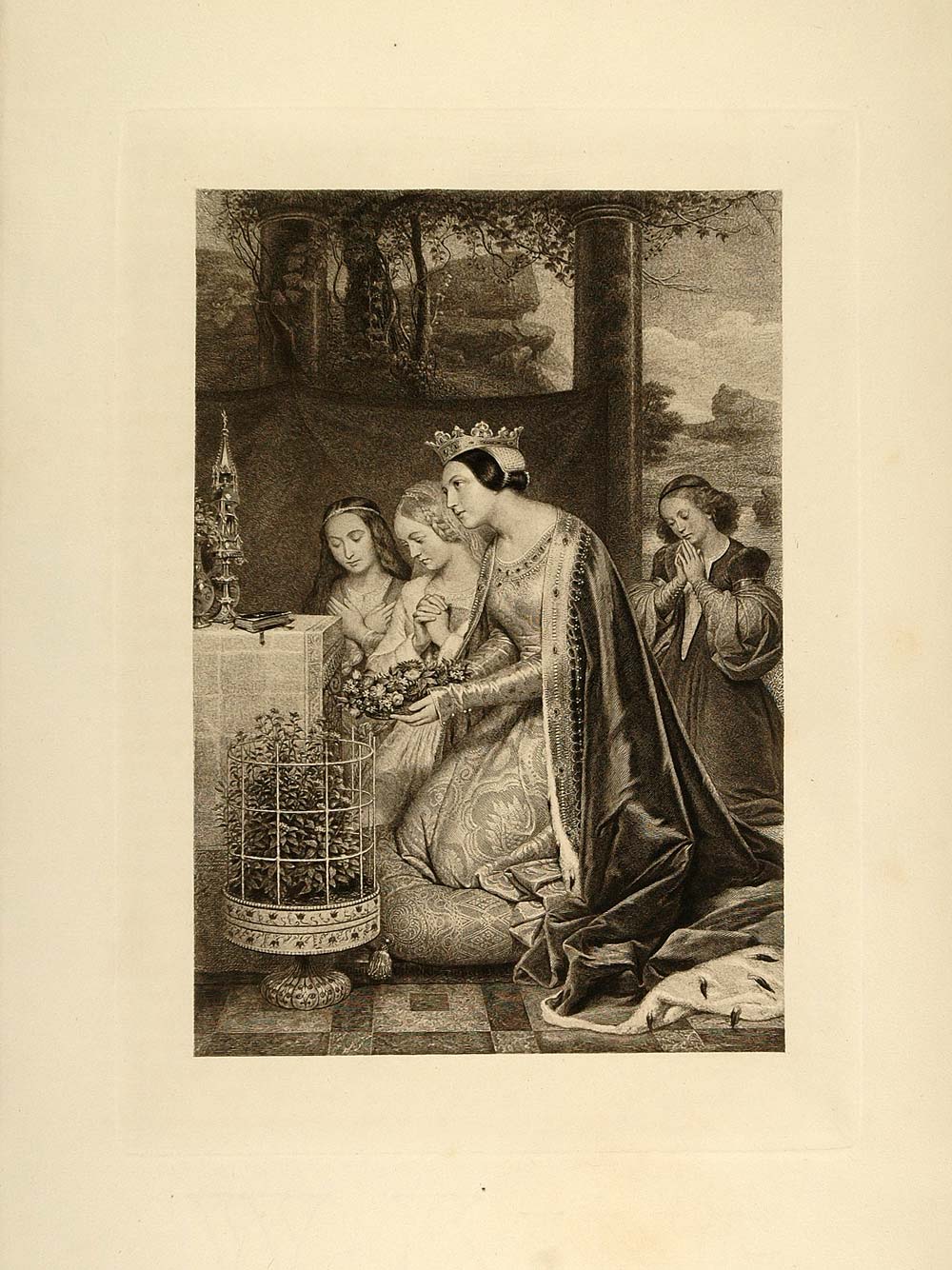 1882 Lithograph Queen St. Sainte AmÌ©lie Paolo Mercurj - ORIGINAL TGA1