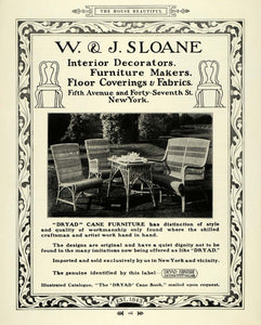 1915 Ad W J Sloane Dryad Cane Furniture Home Decor - ORIGINAL ADVERTISING THB1