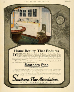 1918 Ad Southern Pine Wood Home Improvement New Orleans - ORIGINAL THB1