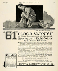 1918 Ad 61 Floor Decor Woodwork Pratt Lambert Varnish - ORIGINAL THB1