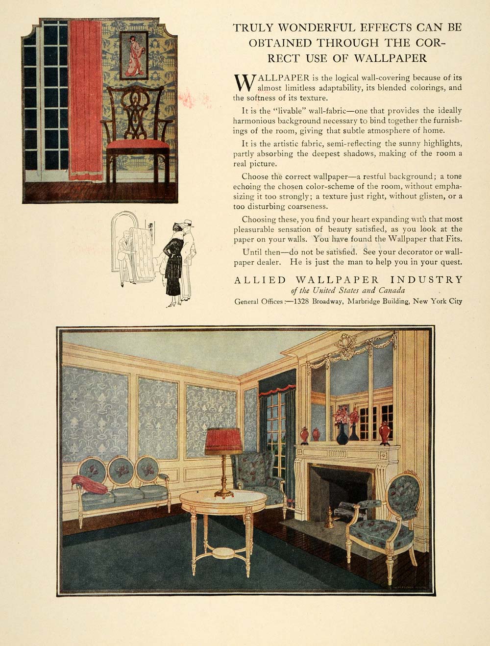 1918 Ad Allied Wallpaper Home Decor Wall Coverings WWI - ORIGINAL THB1