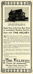 1915 Ad Kelsey Warm Air Generator H. M. Lewis Home WI - ORIGINAL THB1