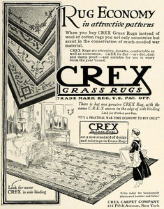 1918 Ad Crex Grass Rugs Floor Coverings Carpet Maid - ORIGINAL ADVERTISING THB1