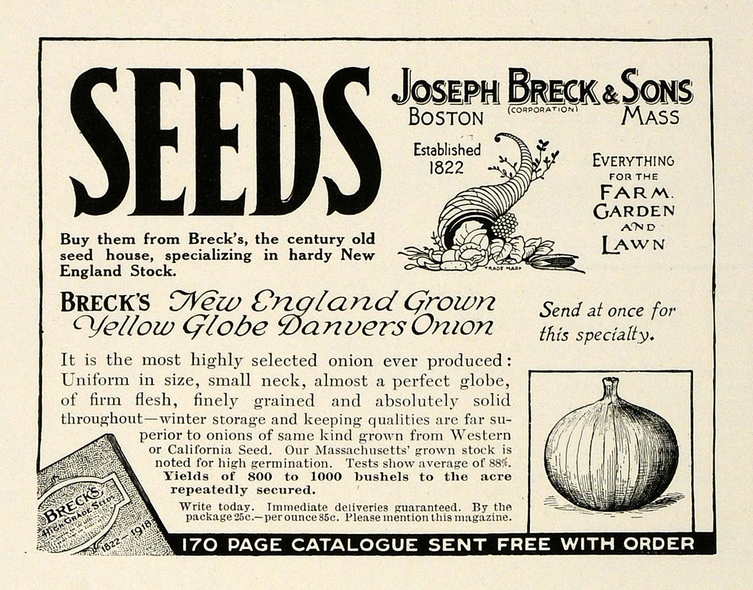 1918 Ad Joseph Breck Seeds Vegetable Gardening Boston - ORIGINAL THB1